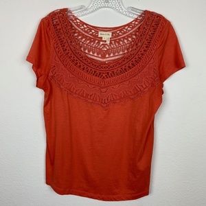 Anthropologie | Coral Crochet Bib Top